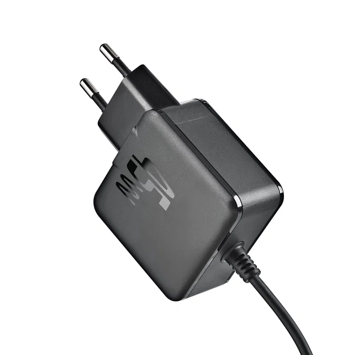 NGS Cargador de Pared GaN 45W USB-C (GAN45W-C) con PD 3.0, PPS, para Portátil, Tablet y Smartphone, Negro, Cable 1.5m