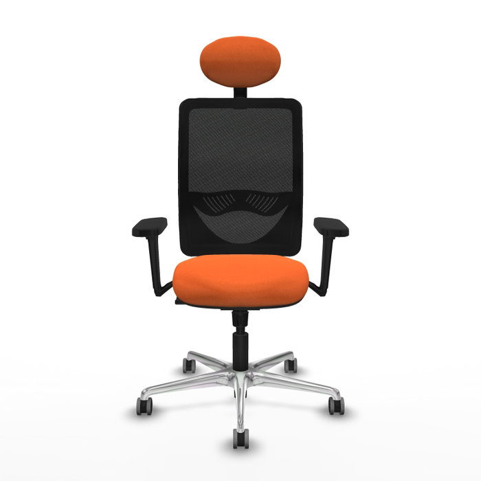 PIQUERAS Y CRESPO Silla de oficina Zulema con mecanismo Sincro, Tela Naranja y Malla Negra PIQUERAS Y CRESPO Silla de oficina Zulema con mecanismo Sincro, Tela Naranja y Malla Negra