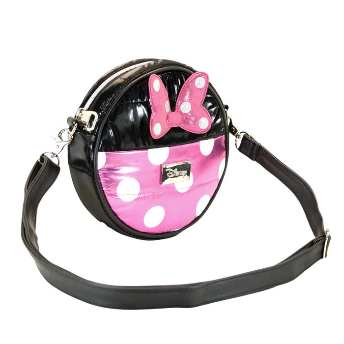 Disney Minnie Mouse Bolso Bandolera Redondo Padding Air Negro Acolchado para Mujer