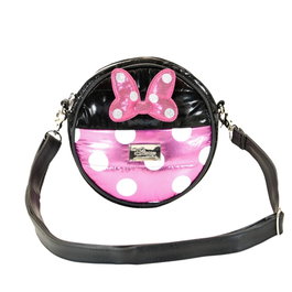 Disney Minnie Mouse Bolso Bandolera Redondo Padding Air Negro Acolchado para Mujer