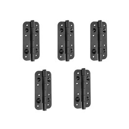 Emuca Lote de 5 bisagras de seguridad para puertas, 150x80mm, bisagras antipalanca con cantos redondos, sin remate, Acero, Negro