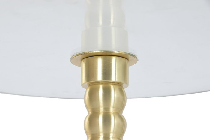 DKD Home Decor Mesita Auxiliar de Cristal y Mármol Blanco y Dorado