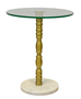 DKD Home Decor Mesita Auxiliar de Cristal y Mármol Blanco y Dorado