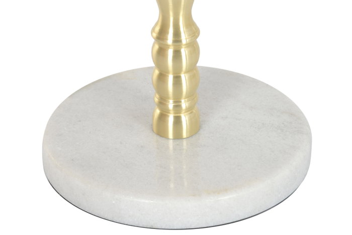 DKD Home Decor Mesita Auxiliar de Cristal y Mármol Blanco y Dorado