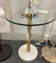 DKD Home Decor Mesita Auxiliar de Cristal y Mármol Blanco y Dorado
