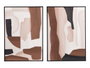 Giftdecor Cuadro Abstracto Surtidos Beige y Marrón Marco Negro 50x70 cm Lienzo Madera MDF (Set de 4)