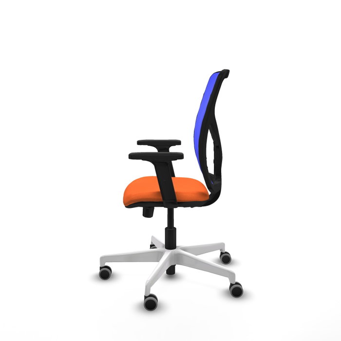 PIQUERAS Y CRESPO Silla de oficina Motilla con mecanismo Sincro/Traslack, Tela Naranja y Malla Azul