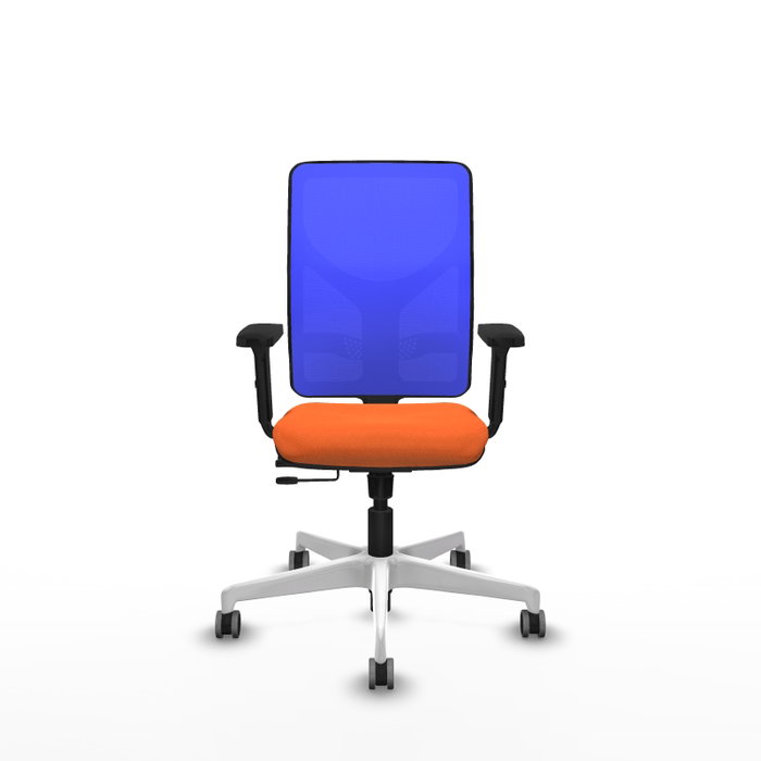PIQUERAS Y CRESPO Silla de oficina Motilla con mecanismo Sincro/Traslack, Tela Naranja y Malla Azul