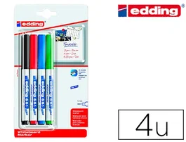 Edding Rotulador para pizarra blanca 661 punta redonda 1-2 mm blister 4 unidades colores surtidos