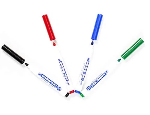 Edding 661 Rotuladores para pizarra blanca, punta redonda 1-2 mm, colores surtidos, 4 unidades
