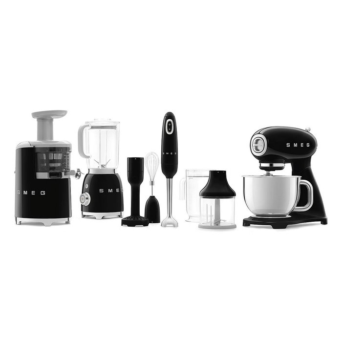 Smeg SMF03BLEU Batidora de varillas, Negro, 800W, 4.8L, Aluminio y acero inoxidable