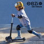 EEZI Patinete de 3 ruedas negro con luces y manillar plegable