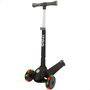 EEZI Patinete de 3 ruedas negro con luces y manillar plegable
