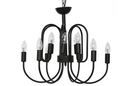 DKD Home Decor Lámpara de Techo de Metal con 12 Brazos, Negro