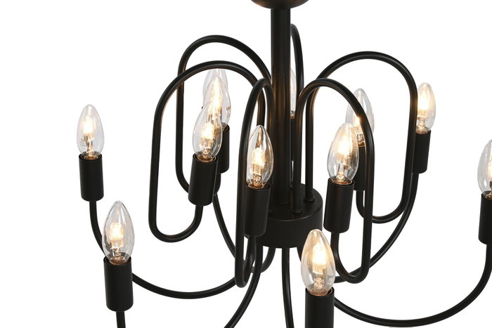 DKD Home Decor Lámpara de Techo de Metal con 12 Brazos, Negro DKD Home Decor Lámpara de Techo de Metal con 12 Brazos, Negro