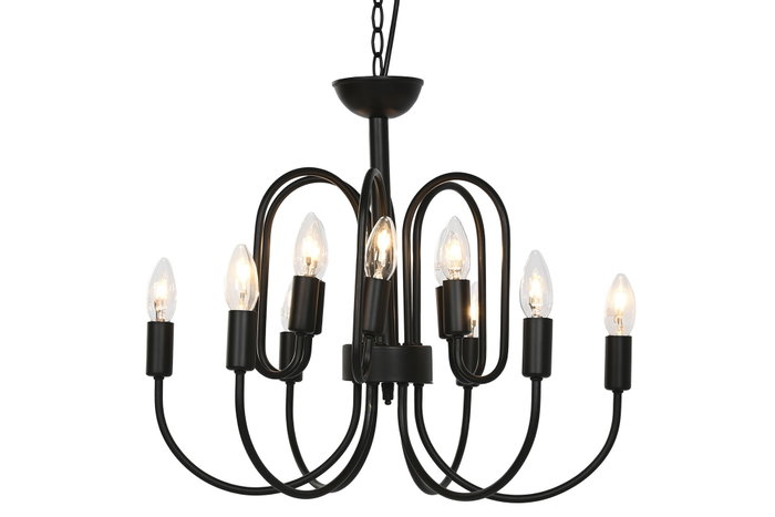 DKD Home Decor Lámpara de Techo de Metal con 12 Brazos, Negro DKD Home Decor Lámpara de Techo de Metal con 12 Brazos, Negro