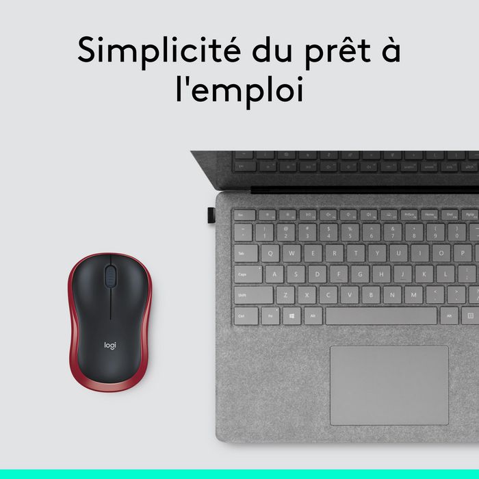 Logitech M185 Ratón Inalámbrico Ambidextro Negro y Rojo
