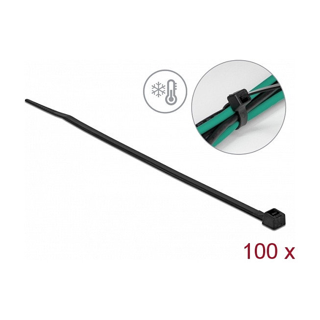 DeLOCK Bridas para cables resistentes al frío 200 x 3,6 mm negro, 100 piezas DeLOCK Bridas para cables resistentes al frío 200 x 3,6 mm negro, 100 piezas