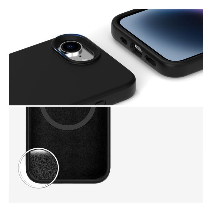 4smarts Funda 541362 Silicona para Apple iPhone SE (4.Gen.) Negro Compatible con MagSafe