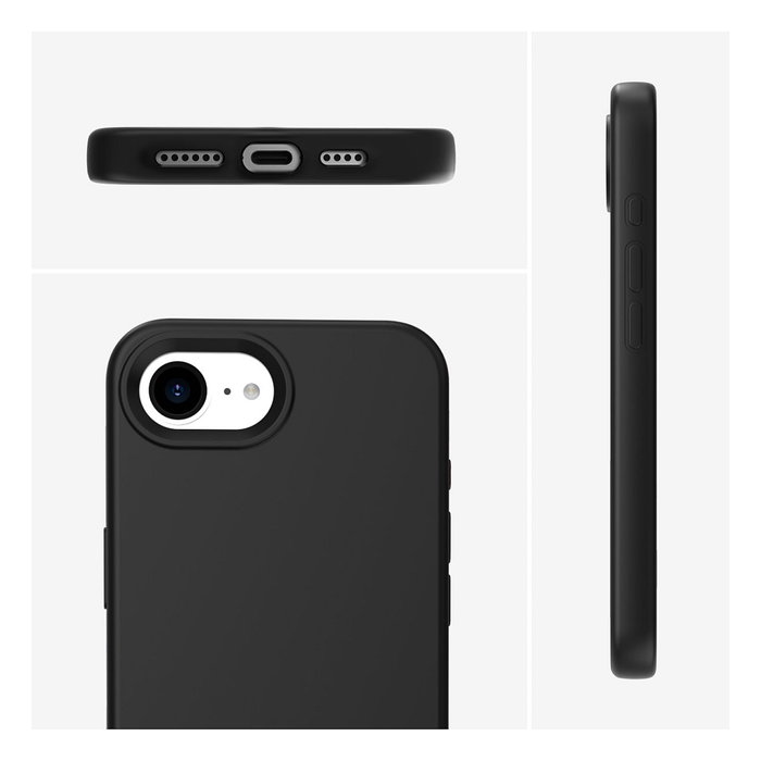 4smarts Funda 541362 Silicona para Apple iPhone SE (4.Gen.) Negro Compatible con MagSafe