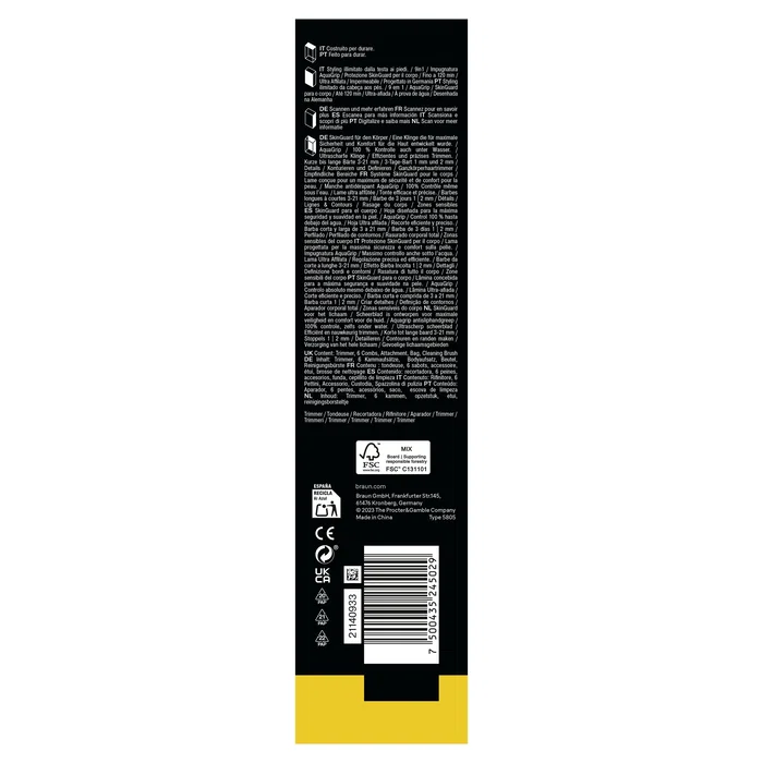 Braun Recortadora de Pelo y Barba AIO5540 120 min 14 Ajustes Negro Braun Recortadora de Pelo y Barba AIO5540 120 min 14 Ajustes Negro