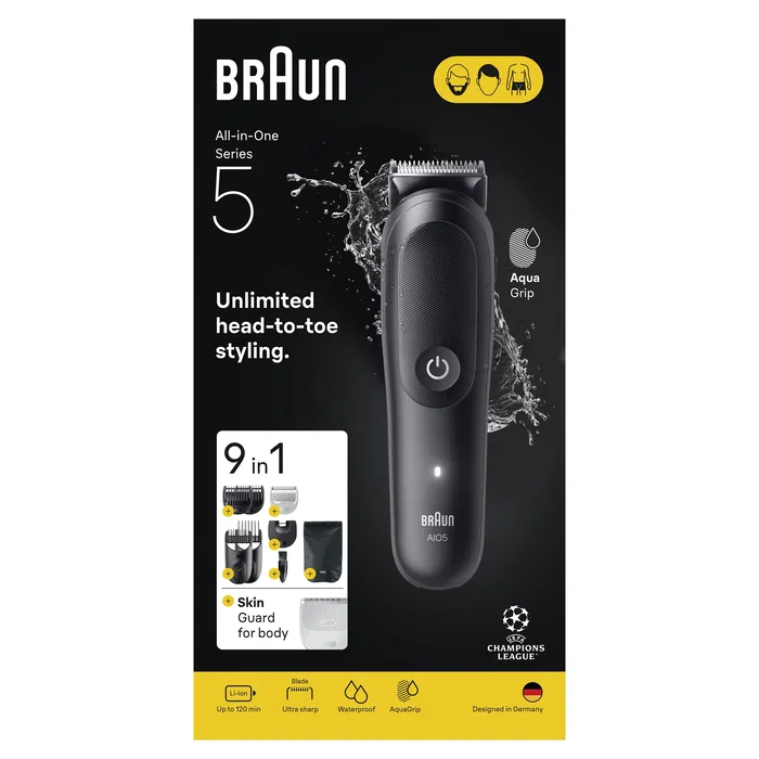 Braun Recortadora de Pelo y Barba AIO5540 120 min 14 Ajustes Negro Braun Recortadora de Pelo y Barba AIO5540 120 min 14 Ajustes Negro