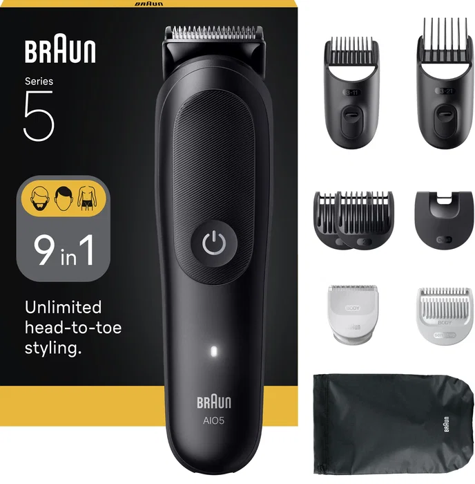 Braun Recortadora de Pelo y Barba AIO5540 120 min 14 Ajustes Negro Braun Recortadora de Pelo y Barba AIO5540 120 min 14 Ajustes Negro