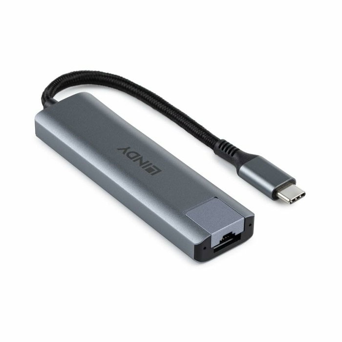 Lindy Hub USB 3.2 Gen 2 Type-C 10000 Mbit/s con Gigabit Ethernet Gris