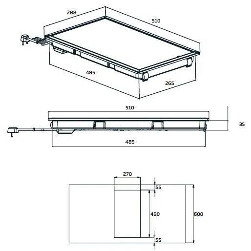 Beko HDMC32400TX Placa Vitrocerámica 2 Zonas 3000W L28.8 x P57cm Negro