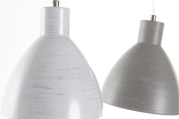 DKD Home Decor Lámpara de Techo de Metal Gris y Blanco E14 DKD Home Decor Lámpara de Techo de Metal Gris y Blanco E14