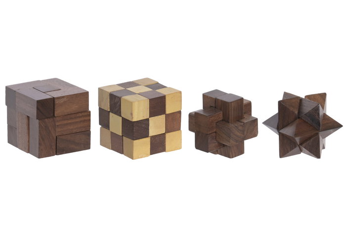 DKD Home Decor Juego Set 5 Sheesham Cristal Marrón 12x12x6 cm