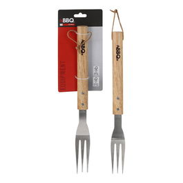 Bbq Collection Tenedor para Barbacoa Acero Inoxidable Mango Madera 38 cm