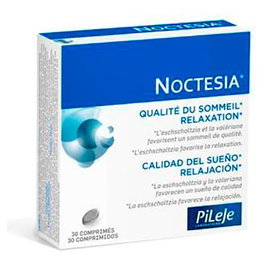 PILEJE Noctesia 30 Comp. Contiene extractos de Eschscholtzia y Valeriana para favorecer un sueño de calidad y la relajación.