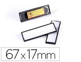 Durable Identificador portanombre clip card con imán y efecto lupa, PVC, 67x17 mm, negro