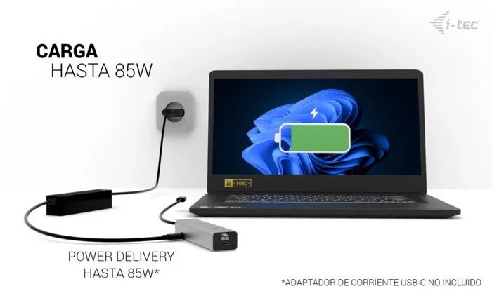 i-tec Hub USB-C Metal C31HUBMETAL8KPDPRO - 5 Puertos con Salida Video 8K, Carga PD 85W, 2x USB-C 3.2 Gen2 (10Gbps) y 1x USB-C 3.2 Gen1, Plata