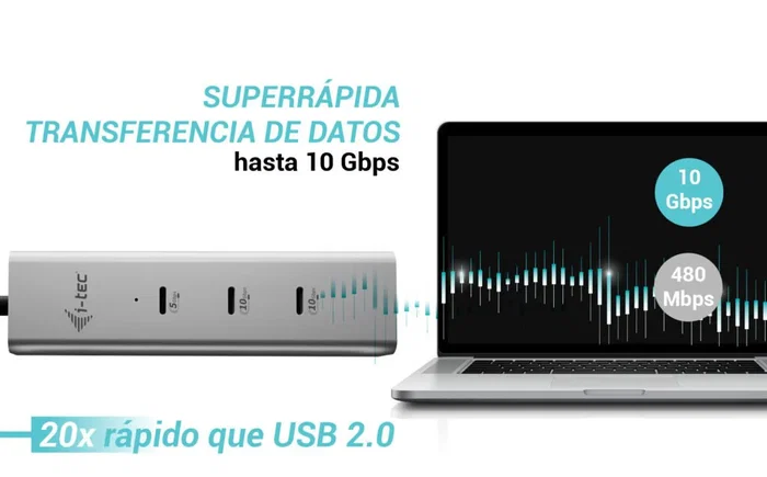 i-tec Hub USB-C Metal C31HUBMETAL8KPDPRO - 5 Puertos con Salida Video 8K, Carga PD 85W, 2x USB-C 3.2 Gen2 (10Gbps) y 1x USB-C 3.2 Gen1, Plata