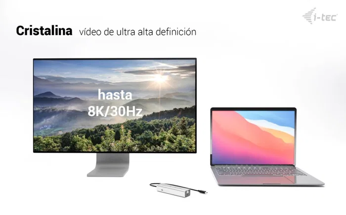 i-tec Hub USB-C Metal C31HUBMETAL8KPDPRO - 5 Puertos con Salida Video 8K, Carga PD 85W, 2x USB-C 3.2 Gen2 (10Gbps) y 1x USB-C 3.2 Gen1, Plata