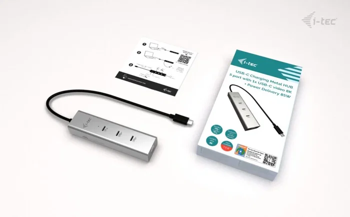 I-TEC Charge Metal Hub 5 Puertos USB-C 8K 85W Plata I-TEC Charge Metal Hub 5 Puertos USB-C 8K 85W Plata