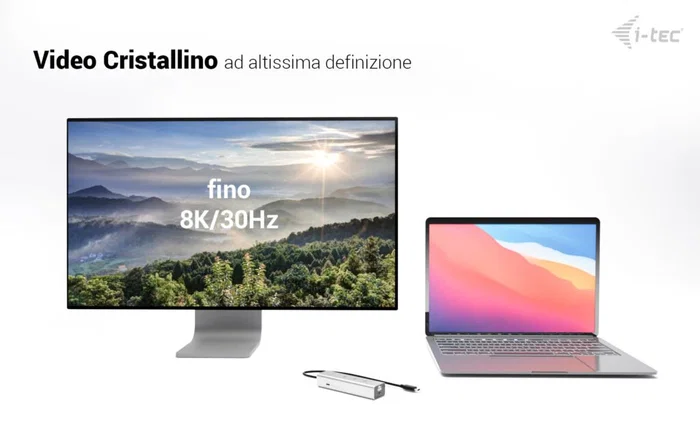 i-tec Hub USB-C Metal C31HUBMETAL8KPDPRO - 5 Puertos con Salida Video 8K, Carga PD 85W, 2x USB-C 3.2 Gen2 (10Gbps) y 1x USB-C 3.2 Gen1, Plata