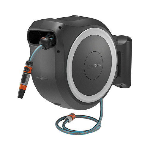 Gardena PowerRoll XXL P4A Akku-Wand-Schlauchwagen Solo con manguera 40m a batería 18V, negro
