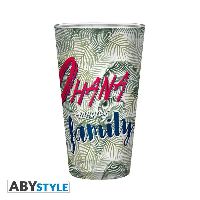 Abystyle Vaso Disney Lilo & Stitch "Ohana means family" - Pack de 2 vasos de 400 ml de vidrio - Diseño licenciado oficial