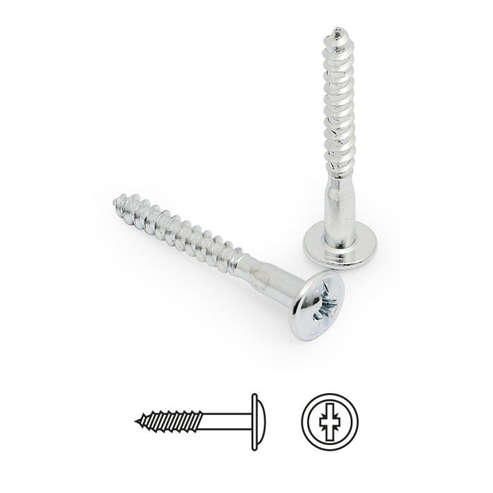UCAFIX Tornillo Tirador para Rosca Madera Cabeza Ancha Komby Zincado M-3 20mm (Pack de 100)