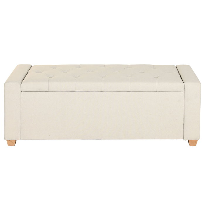Banqueta Home ESPRIT Beige Poliéster Madera 120 X 50 X 42 CM
