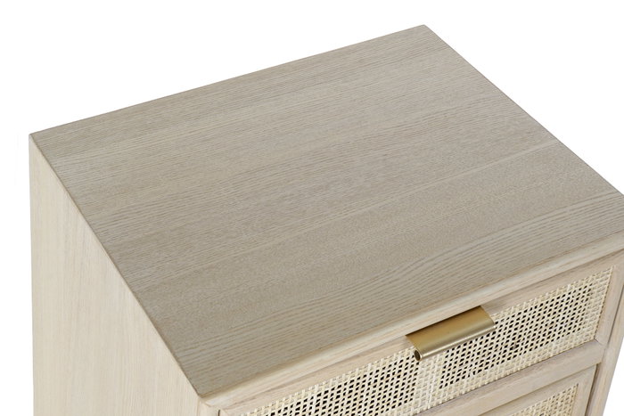 DKD Home Decor Mesita de Noche Paulownia y MDF con Rejilla