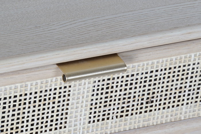 DKD Home Decor Mesita de Noche Paulownia y MDF con Rejilla