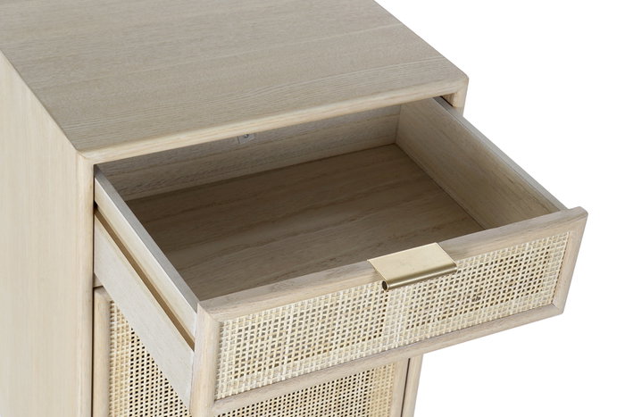 DKD Home Decor Mesita de Noche Paulownia y MDF con Rejilla