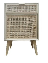 DKD Home Decor Mesita de Noche Paulownia y MDF con Rejilla