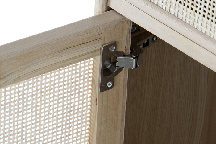 DKD Home Decor Mesita de Noche Paulownia y MDF con Rejilla