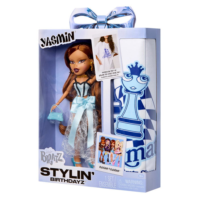 MGA Bratz Yasmin Stylin' Birthday con camiseta exclusiva MGA Bratz Yasmin Stylin' Birthday con camiseta exclusiva