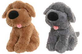 DKD Home Decor Set de 2 Peluches de Perro Camel y Gris, 15x23x23 cm